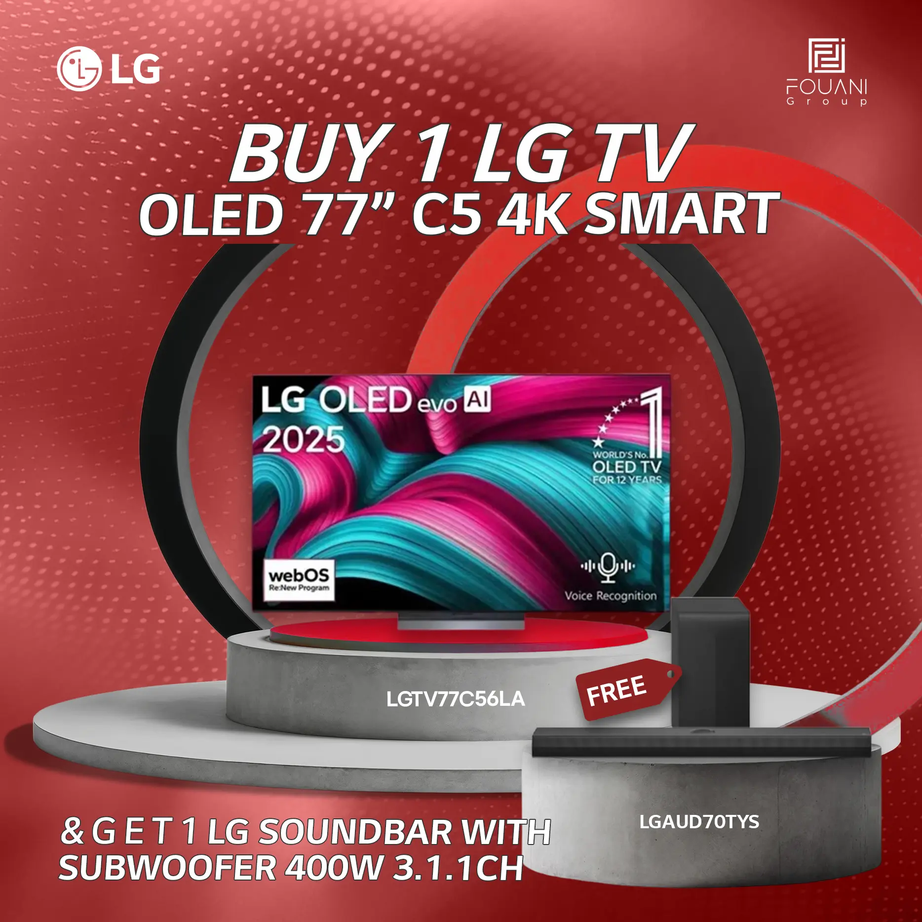 LG TV OLED 77 Inch C5 4K Smart TV AI Magic remote Dolby Vision webOS25 2025