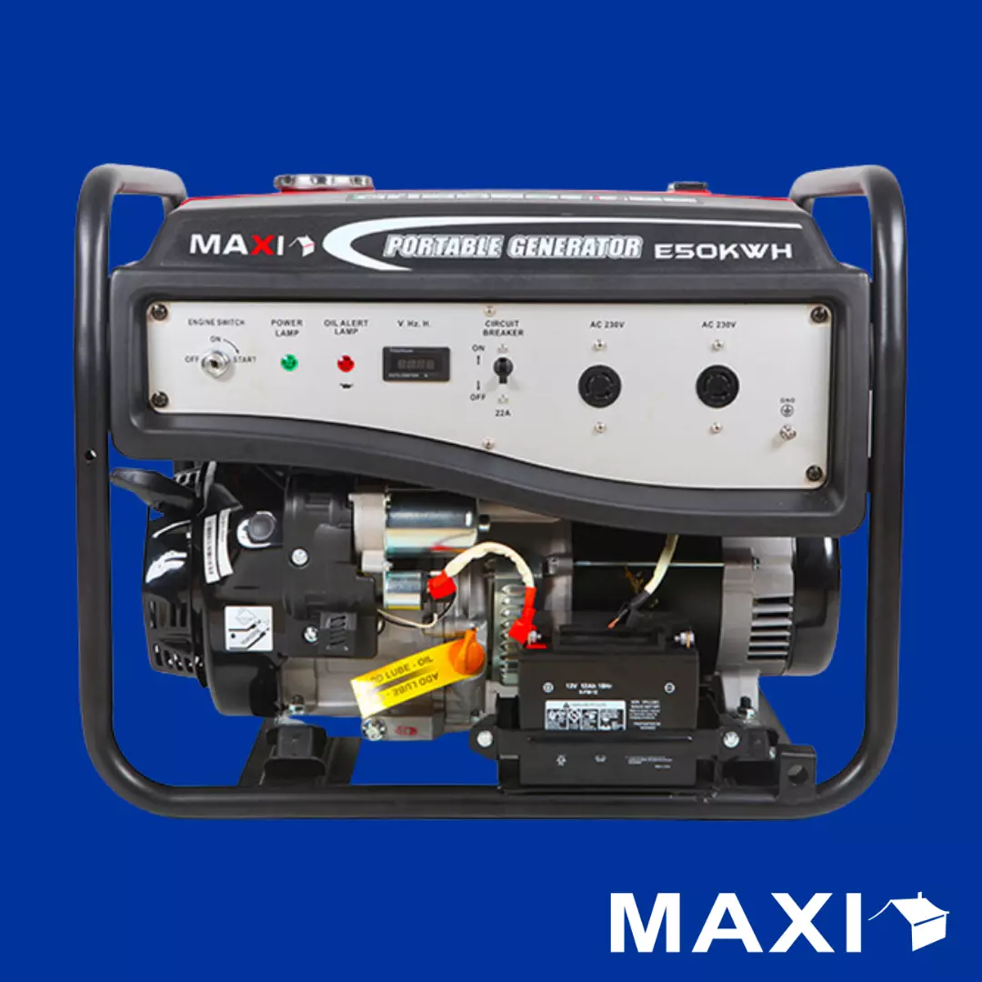 Maxi Generator 6.25kVa | 5.0kW | with Key & Wheels (E50KWH) Maxi Generator 6.25kVa | 5.0kW | with Key & Wheels (E50KWH)