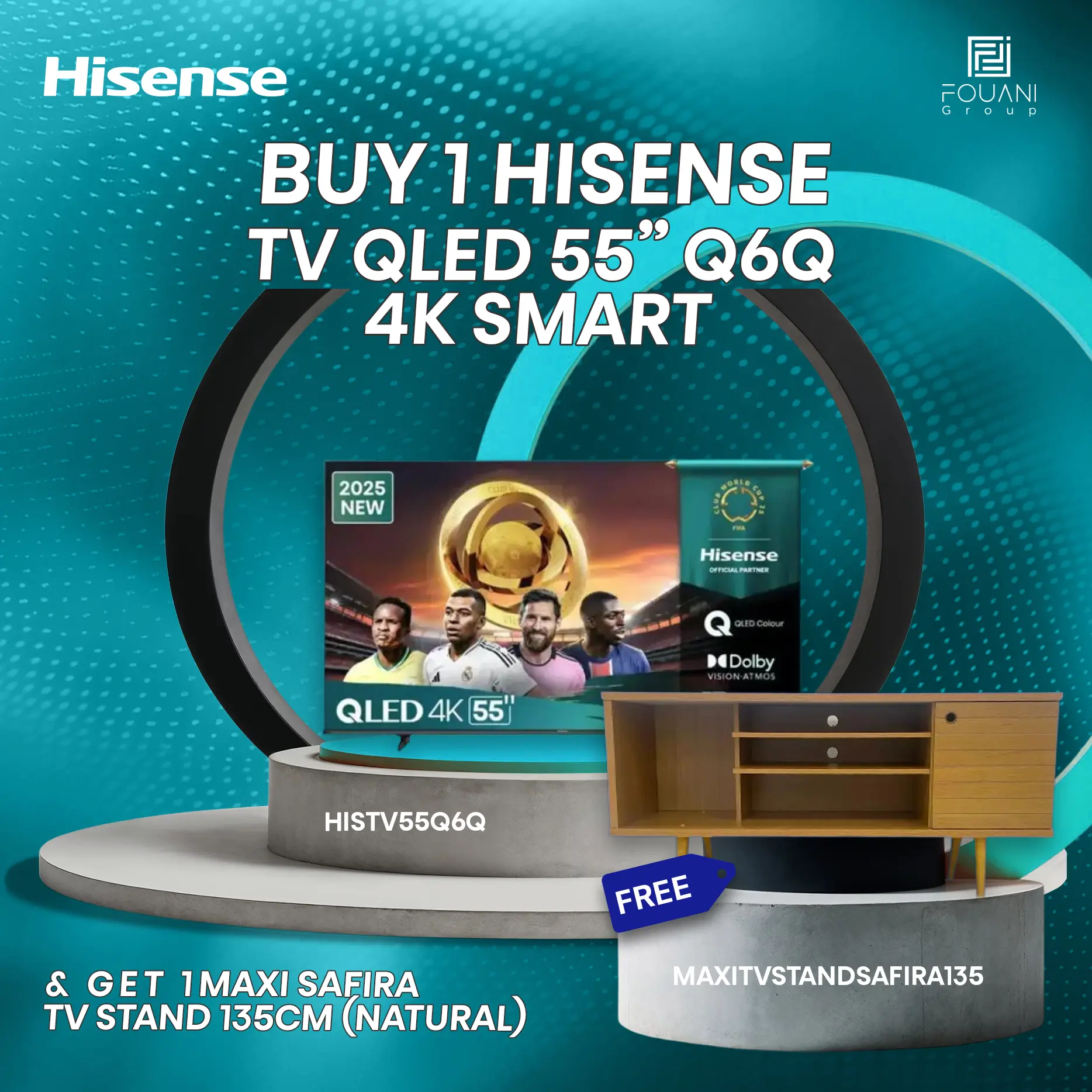 Hisense TV QLED 55 Inch Q6Q 4K Smart