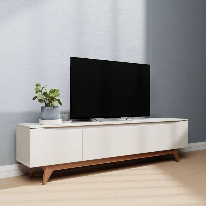 Provincia Flynt TV Stand 1.84m (Off White Matte/Natural) Provincia Flynt TV Stand 1.84m (Off White Matte/Natural)