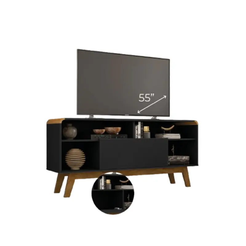 Maxi Lazuli TV Stand 135CM (Matte Black / Cinamomo)