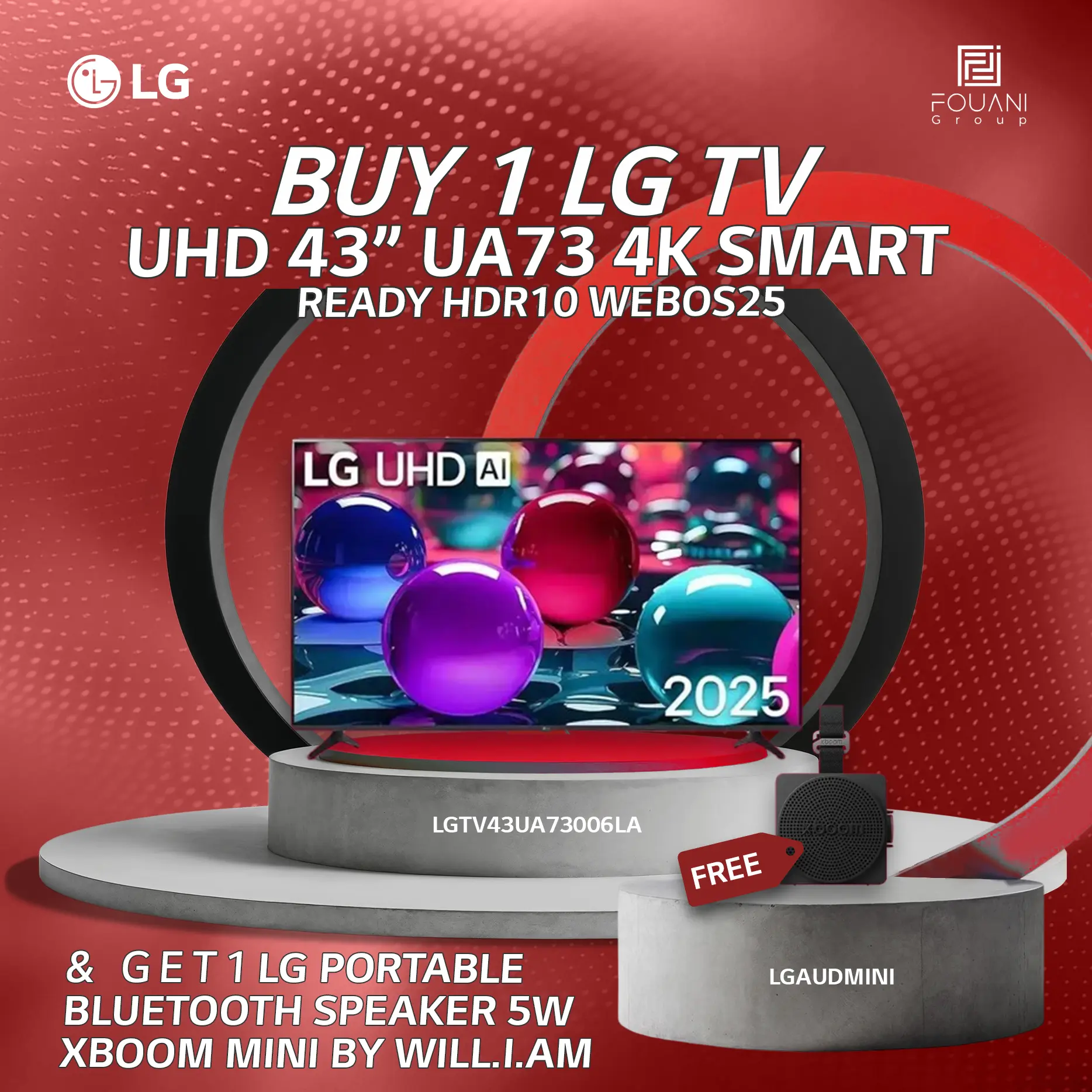 LG TV UHD 43 Inch UA73 4K Smart TV Ready HDR10 webOS25