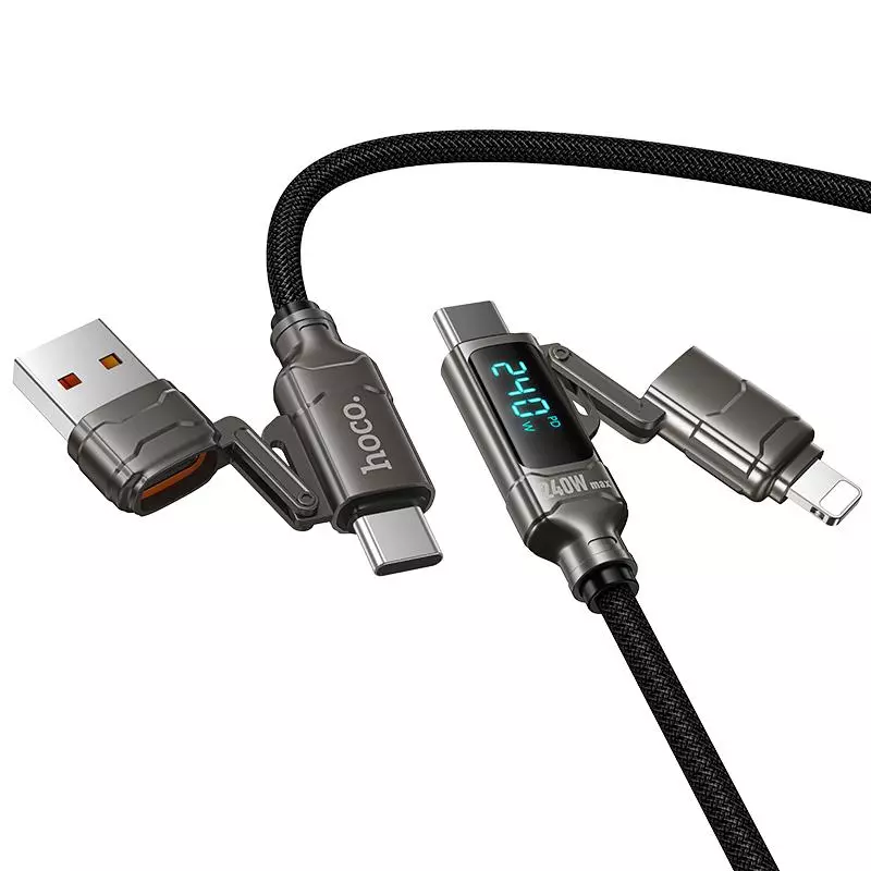 U152 Fortune 240W 4-In-1 Charging Data Cable With Display USB/C To IP/C U152 Fortune 240W 4-In-1 Charging Data Cable With Display USB/C To IP/C