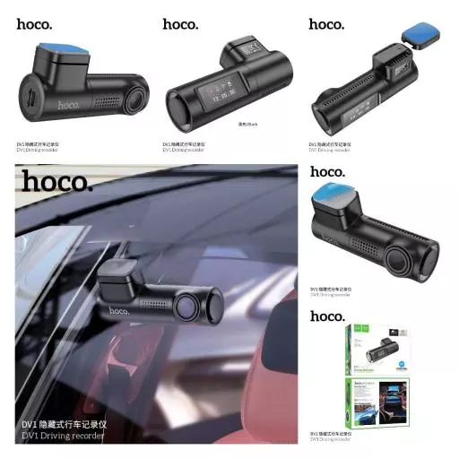 DV1, car dash cam with TFT display, 1080p resolution, 140° overview.