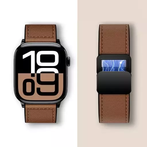 WA34 Basic Series Two-section Double Magnetic Buckle Silicone Leather Strap(44/45/46/49mm)