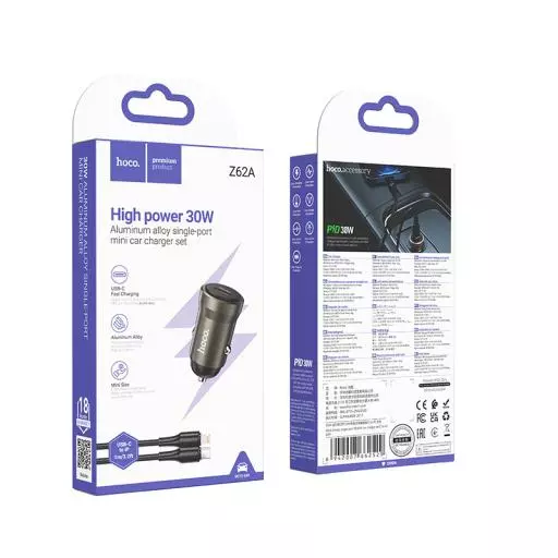 Z62A Energy single port PD30W car charger set(C to iP)