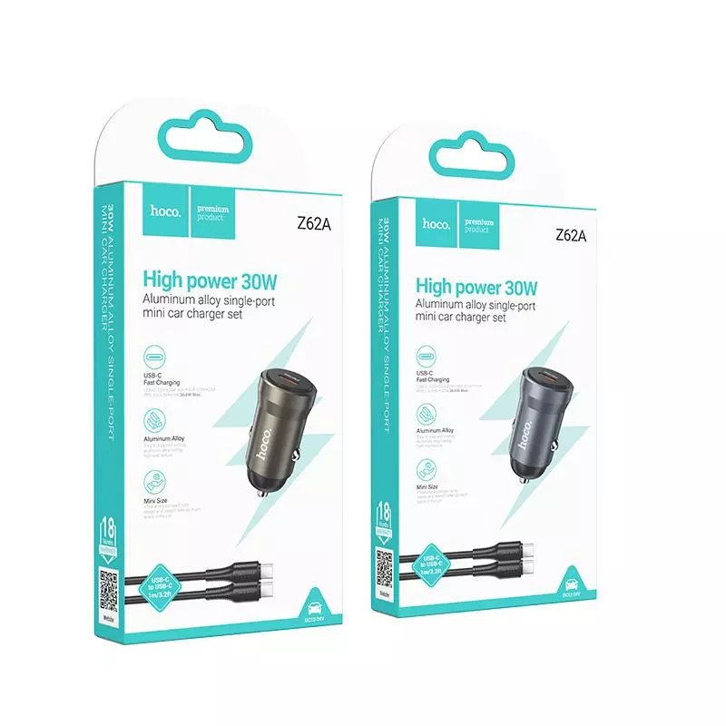 Z62A Energy single port PD30W car charger set(C to C)