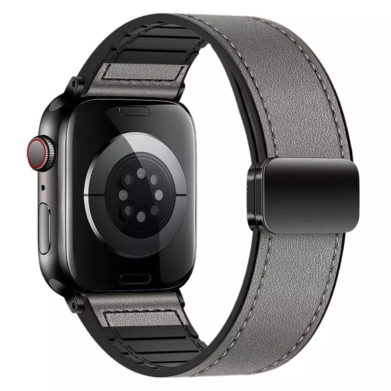 WA34 Basic Series Two-section Double Magnetic Buckle Silicone Leather Strap(38/40/41/42mm)