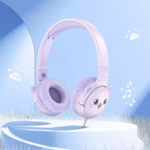 W61 Voice Children's Head-mounted Wired Earphones - Sun Yellow