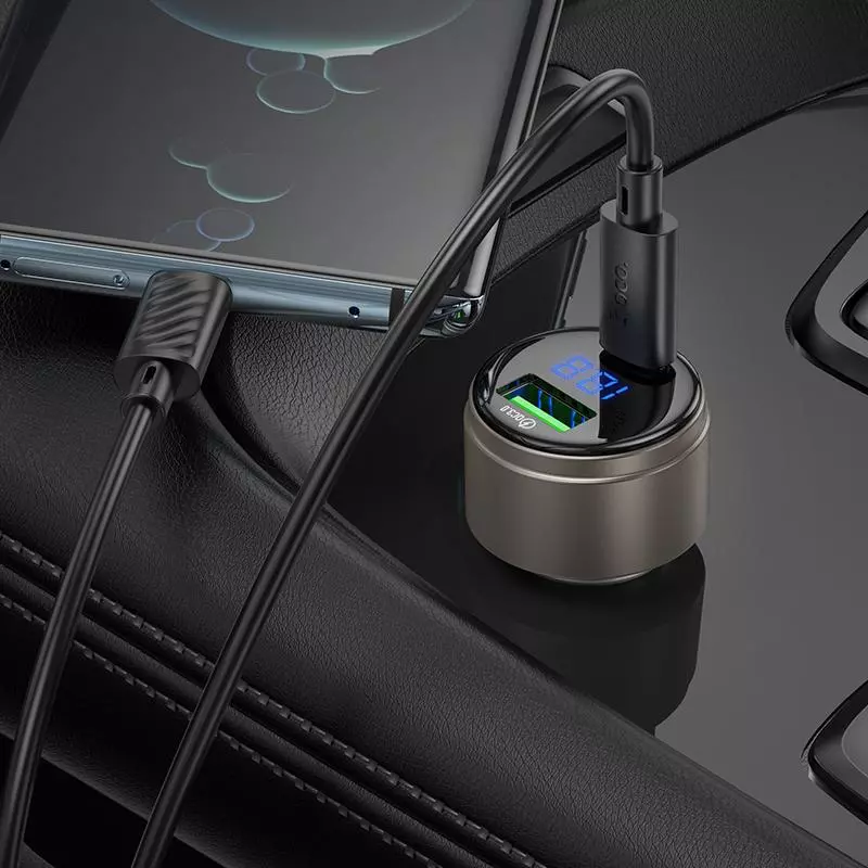Z57B Glorious 63W Dual-port Digital Display PD45W+QC3.0 Car Charger