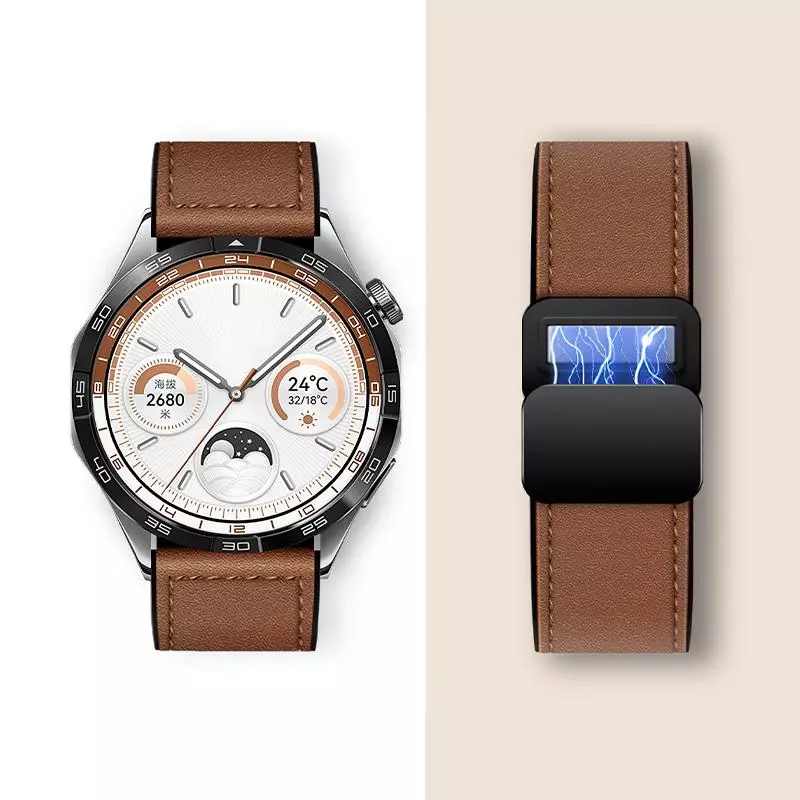WH18 Basic Series Two-section Double Magnetic Buckle Silicone Leather Strap(22mm)