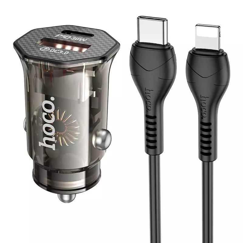DZ16 Apex PD30W+QC3.0 Dual-port Car Charger Set(C To IP)