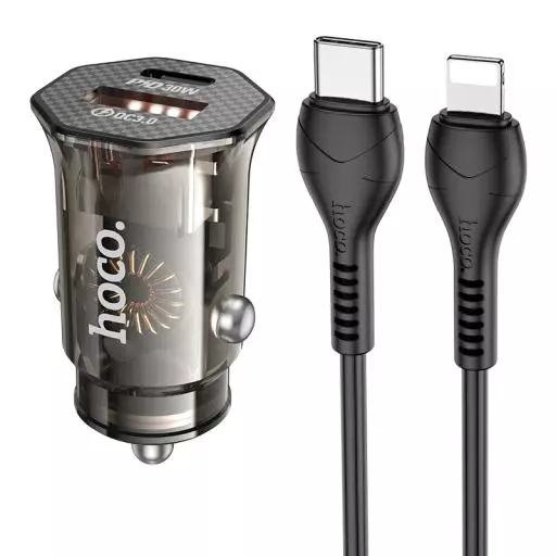 DZ16 Apex PD30W+QC3.0 Dual-port Car Charger Set(C To IP)