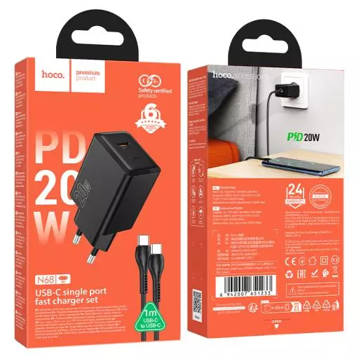 N68 Nuevo single port PD20W charger set(C to C)(EU)