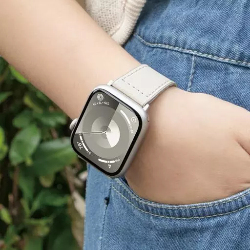 WA34 Basic Series Two-section Double Magnetic Buckle Silicone Leather Strap(38/40/41/42mm)