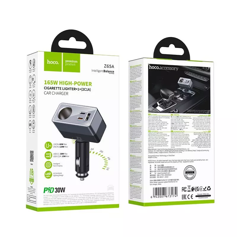 Z65A Smart Cigarette Lighter(PD45W/2C1A) Car Charger