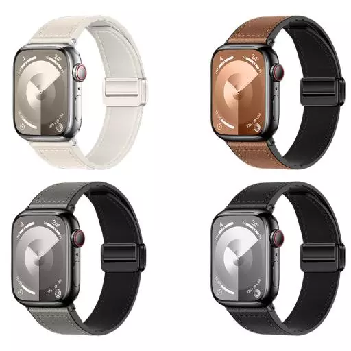 WA34 Basic Series Two-section Double Magnetic Buckle Silicone Leather Strap(44/45/46/49mm)