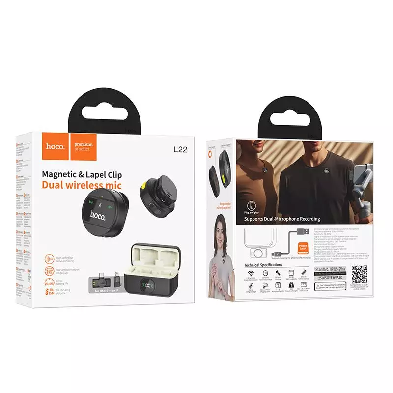L22 Bright 2-In-1 Wireless Microphone With Case(iP/Type-C) L22 Bright 2-In-1 Wireless Microphone With Case(iP/Type-C)