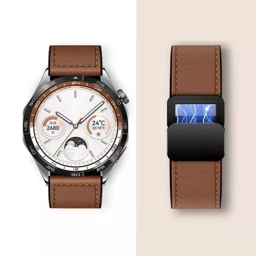 WH18 Basic Series Two-section Double Magnetic Buckle Silicone Leather Strap(20mm)