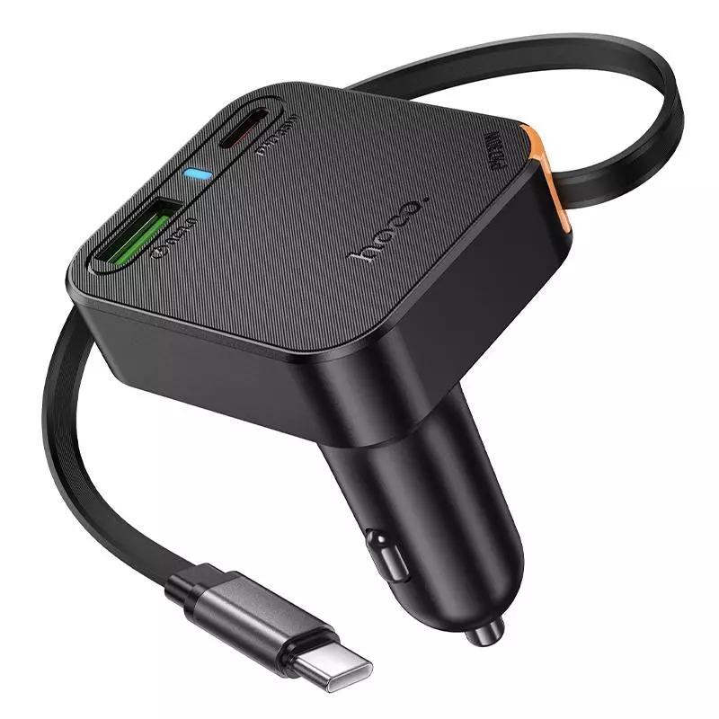 NZ18 Guardian PD65W(2C1A) Car Charger With Retractable Cable