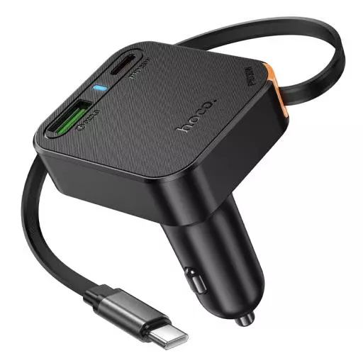 NZ18 Guardian PD65W(2C1A) Car Charger With Retractable Cable