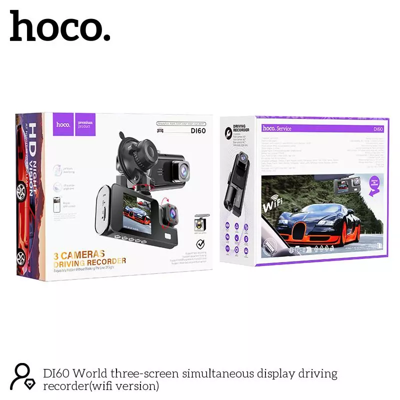 DI60 World Three-screen Simultaneous Display Driving Recorder(wifi Version)