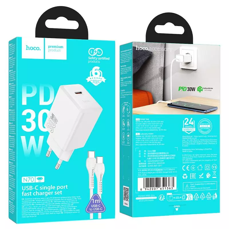 N70 Nuevo Single Port PD30W Charger Set(C To C)(EU)