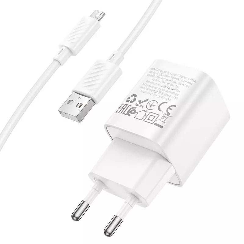 C145A Charm Single Port QC3.0 Charger Set(Micro)(EU)