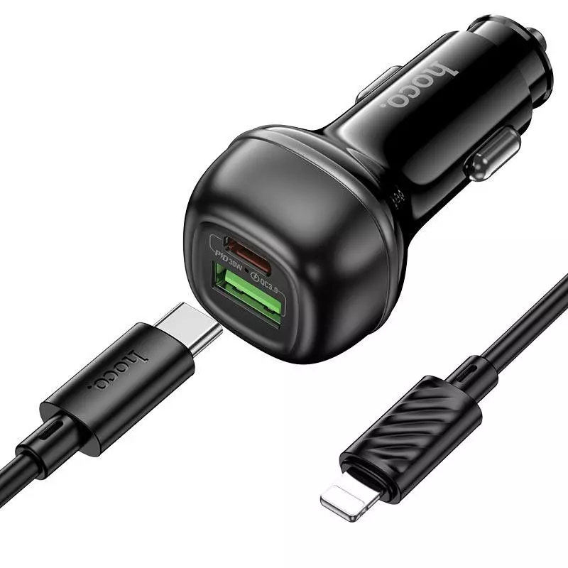 Z58A Rank 48W dual port PD30W+QC3.0 car charger set(C to IP)
