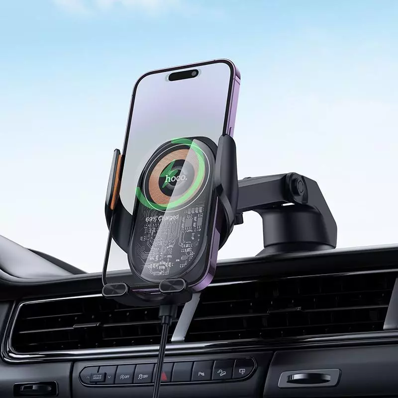 HW34 Blue Whale 3-Axis Linkage Wireless Fast Charging Car Holder(center Console)