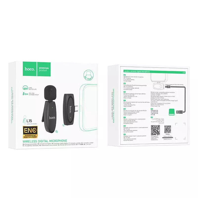 L15 Type-C Crystal Lavalier Wireless Digital Microphone L15 Type-C Crystal Lavalier Wireless Digital Microphone