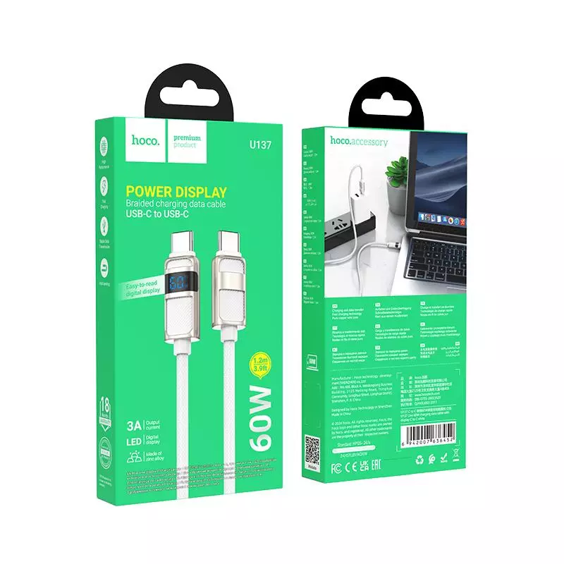 U137 Line 60W Charging Data Cable With Display C To C
