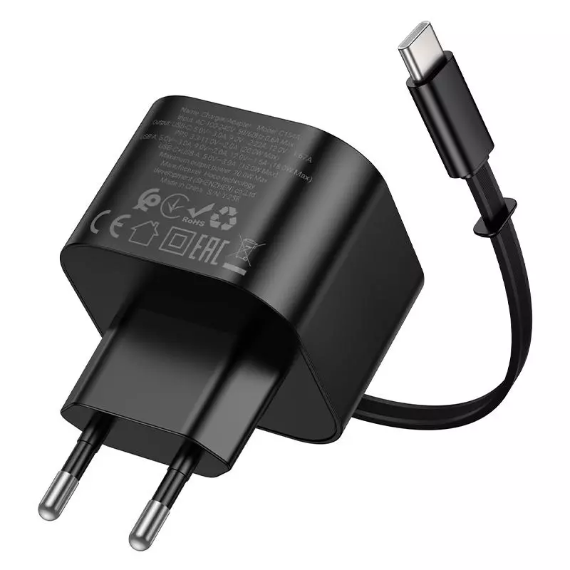 C154A Changer PD20W+QC3.0 Charger With Telescopic Cable(EU)