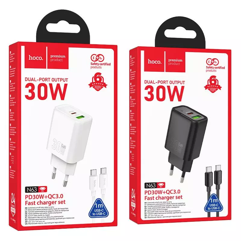 N63 Gentle PD30W+QC3.0 charger set(C to C)(EU)
