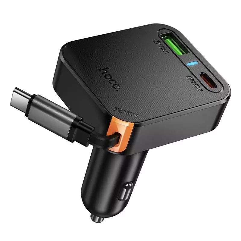 NZ18 Guardian PD65W(2C1A) Car Charger With Retractable Cable