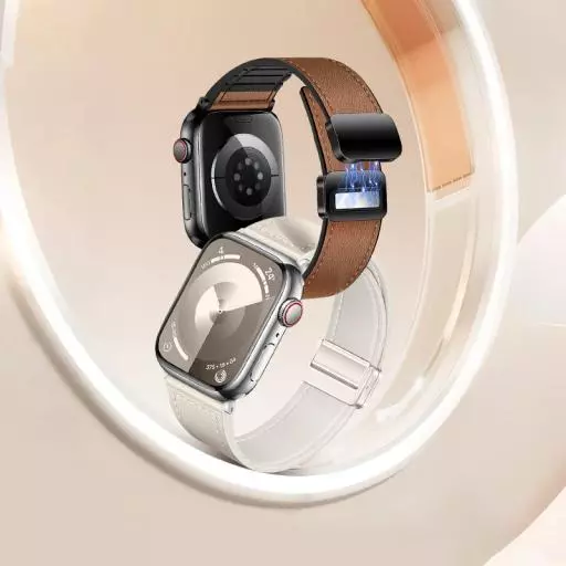 WA34 Basic Series Two-section Double Magnetic Buckle Silicone Leather Strap(44/45/46/49mm)