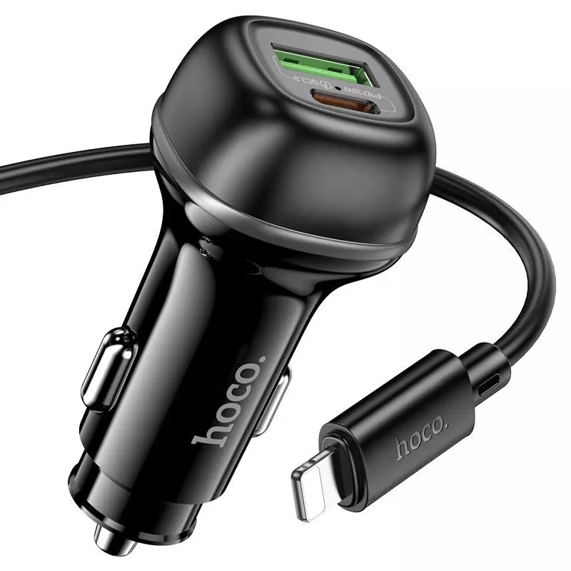 Z58A Rank 48W dual port PD30W+QC3.0 car charger set(C to IP)