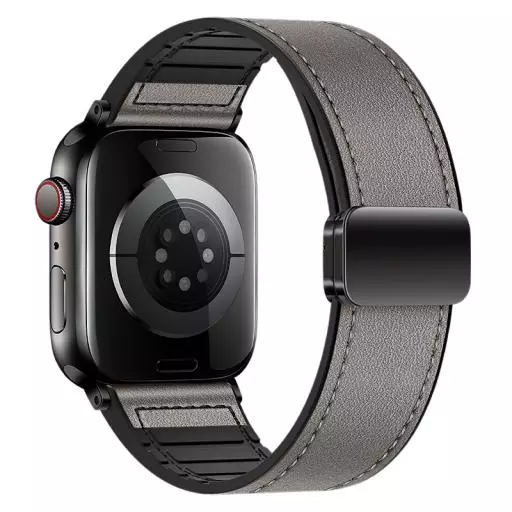 WA34 Basic Series Two-section Double Magnetic Buckle Silicone Leather Strap(44/45/46/49mm)