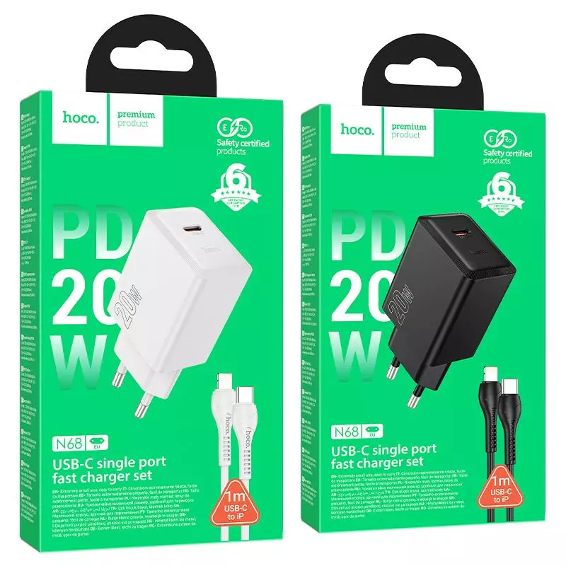 N68 Nuevo single port PD20W charger set(C to iP)(EU)