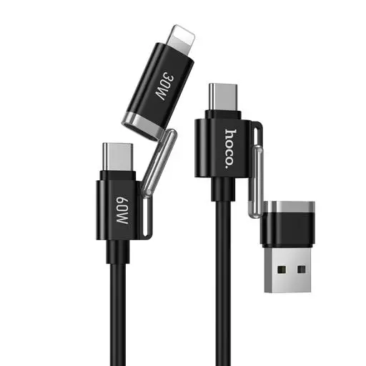 U155 USB/C To IP/C Benefit 60W 4-In-1 Silicone Charging Data Cable