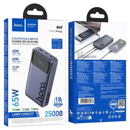 HOCO Q40 Leader” Power Bank PD65W 25000MAh