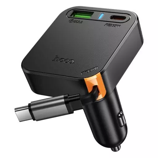 NZ18 Guardian PD65W(2C1A) Car Charger With Retractable Cable