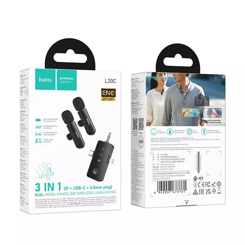 L20C Fair Dual-mic Wireless Microphone(iP/Type-C/3.5)