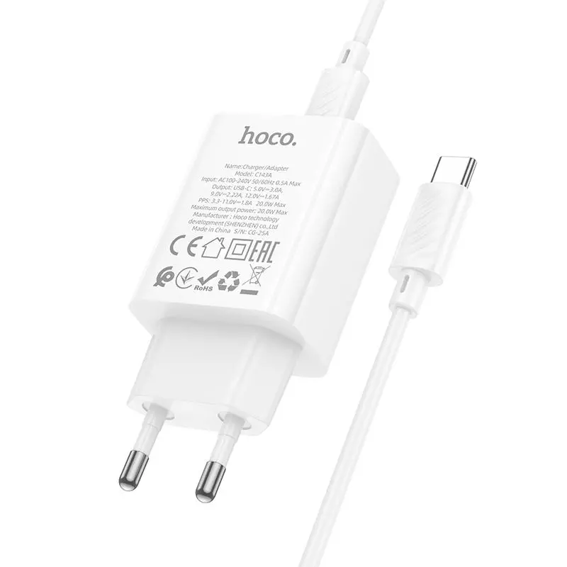C143A Benefit Single Port PD20W Charger Set(C To C)(EU)