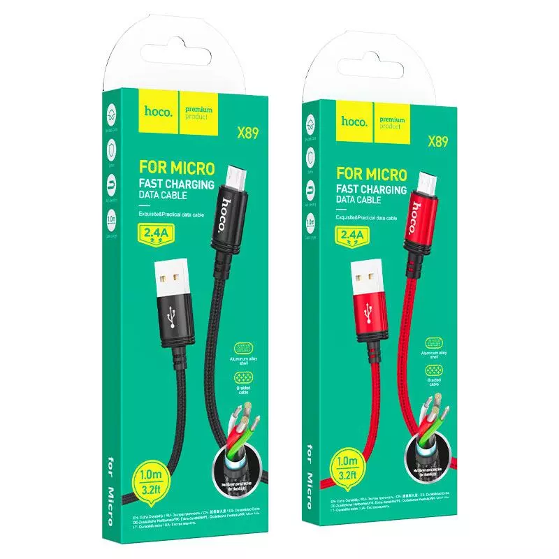 X89 Wind, USB to Micro charging data cable (1M) (Unpackaged)