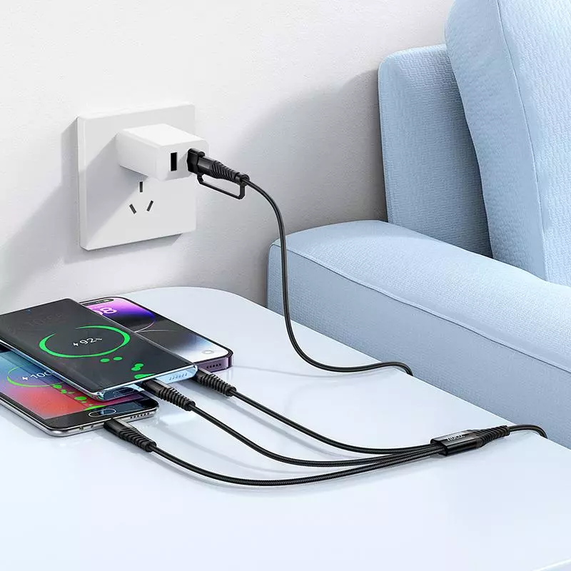 X123 Victory 3-In-1 Charging Cable(USB/C To IP+C+Micro)