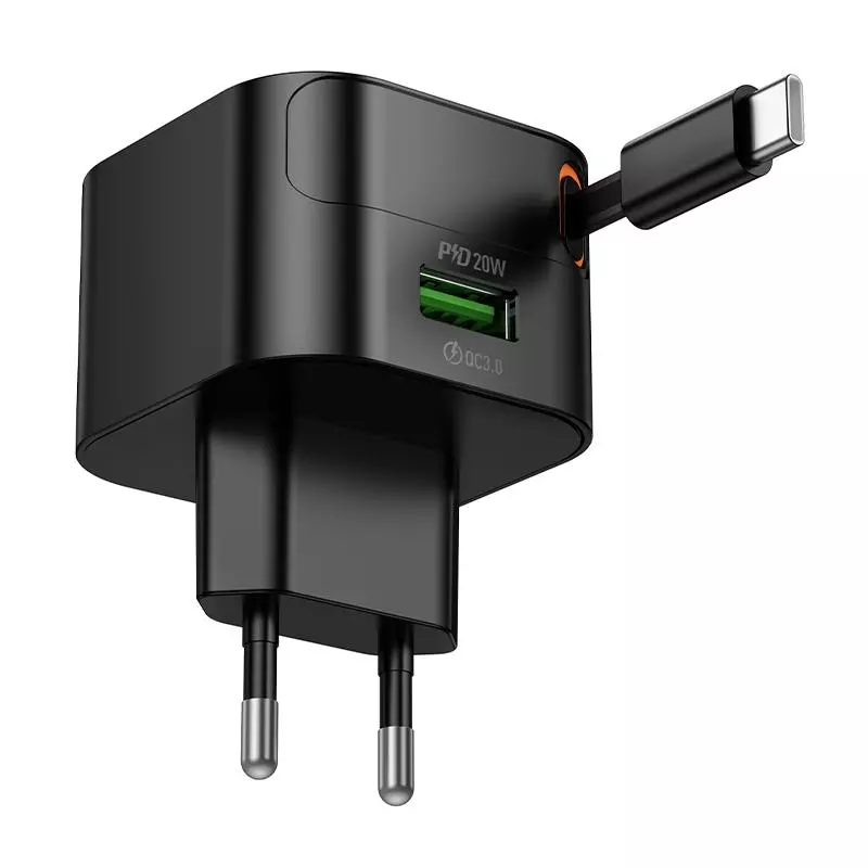 C154A Changer PD20W+QC3.0 Charger With Telescopic Cable(EU)