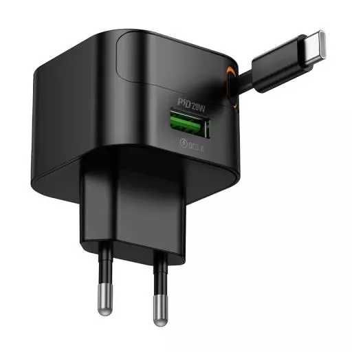 C154A Changer PD20W+QC3.0 Charger With Telescopic Cable(EU)