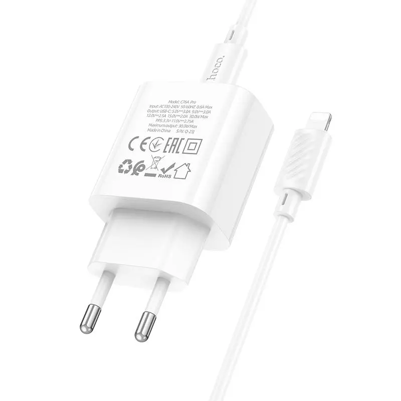 C76A Pro Majestic single port PD30W charger set(C to iP)(EU)