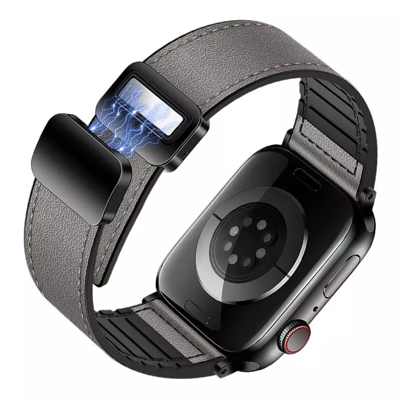 WA34 Basic Series Two-section Double Magnetic Buckle Silicone Leather Strap(44/45/46/49mm)